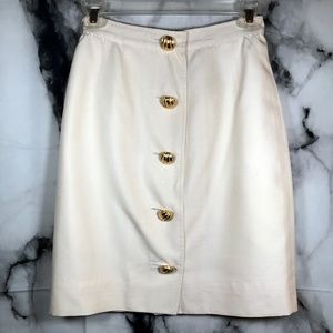 Valentino Cream A-Line Skirt with Gold Buttons